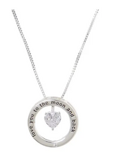 Equilibrium Love You to the Moon and Back Message Ring Necklace